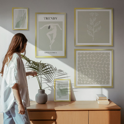 Sieninė paveikslų galerija Stilinga žalia grafika