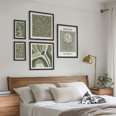 5 paveikslų rinkinys su rėmais Abstrakčios boho augalų formos