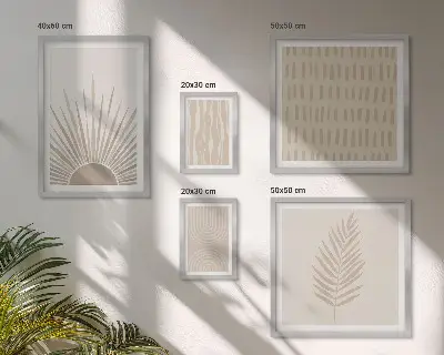 Sieninė paveikslų galerija stilingos gamtos geometrijos dekoracijos