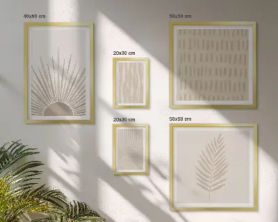Sieninė paveikslų galerija stilingos gamtos geometrijos dekoracijos