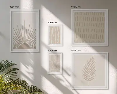Sieninė paveikslų galerija stilingos gamtos geometrijos dekoracijos
