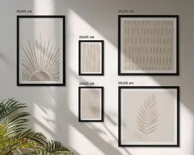Sieninė paveikslų galerija stilingos gamtos geometrijos dekoracijos