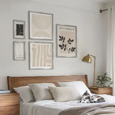Stilinga augalų grafika 5 paveikslų rinkinys su rėmais