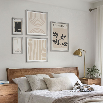 5 paveikslų rinkinys su rėmais Stilinga augalų grafika