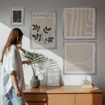 5 paveikslų rinkinys su rėmais Stilinga augalų grafika