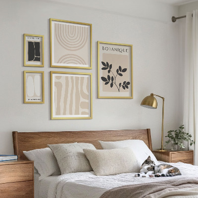 5 paveikslų rinkinys su rėmais Stilinga augalų grafika