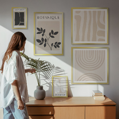 5 paveikslų rinkinys su rėmais Stilinga augalų grafika