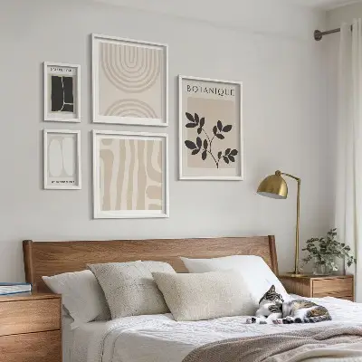Stilinga augalų grafika 5 paveikslų rinkinys su rėmais