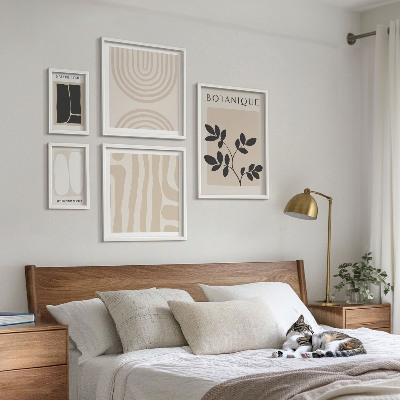 5 paveikslų rinkinys su rėmais Stilinga augalų grafika