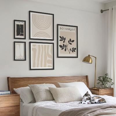 5 paveikslų rinkinys su rėmais Stilinga augalų grafika