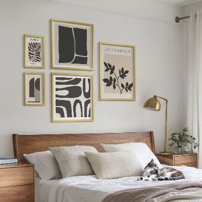 5 paveikslų rinkinys su rėmais Stilinga gamtos abstrakčios grafikos