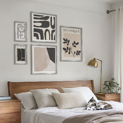 Paveikslų rinkinys miegamajam Stilinga minimalistinė grafika