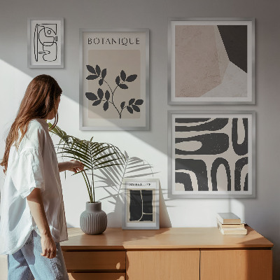 Paveikslų rinkinys miegamajam Stilinga minimalistinė grafika