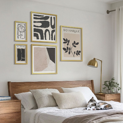 Paveikslų rinkinys miegamajam Stilinga minimalistinė grafika