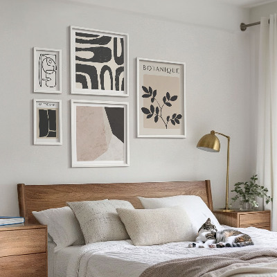 Paveikslų rinkinys miegamajam Stilinga minimalistinė grafika