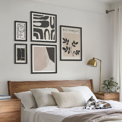 Paveikslų rinkinys miegamajam Stilinga minimalistinė grafika