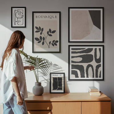 Paveikslų rinkinys miegamajam Stilinga minimalistinė grafika