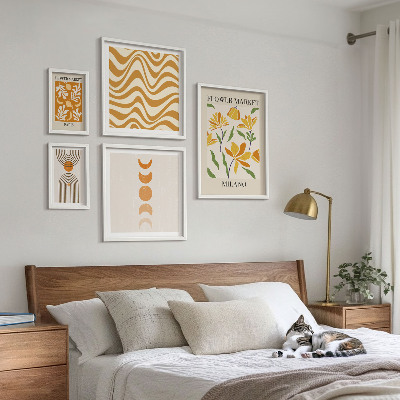 5 paveikslų rinkinys su rėmais Stilingos gėlių dekoracijos