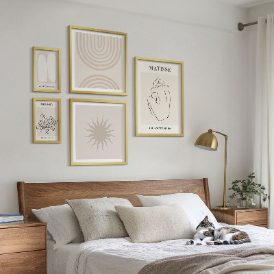 5 paveikslų rinkinys su rėmais Minimalistinės meno linijos