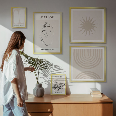 5 paveikslų rinkinys su rėmais Minimalistinės meno linijos