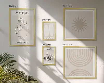 Minimalistinės meno linijos 5 paveikslų rinkinys su rėmais
