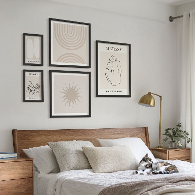 5 paveikslų rinkinys su rėmais Minimalistinės meno linijos