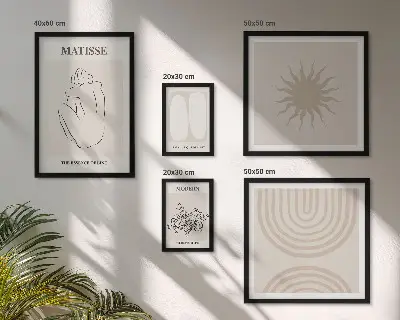 Minimalistinės meno linijos 5 paveikslų rinkinys su rėmais