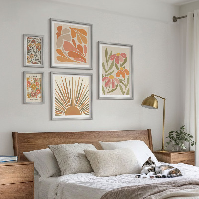 Sieninė paveikslų galerija Boho stiliaus geometrinės gėlės