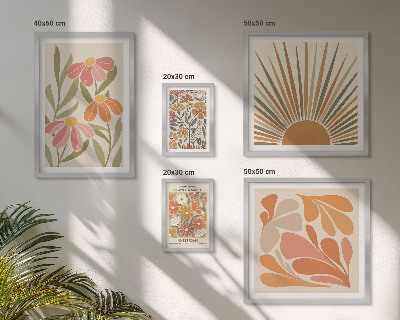 Sieninė paveikslų galerija Boho stiliaus geometrinės gėlės