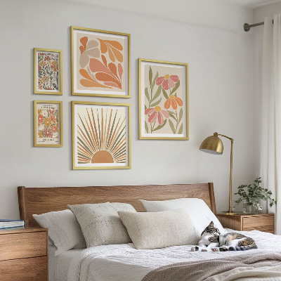 Sieninė paveikslų galerija Boho stiliaus geometrinės gėlės
