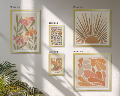 Sieninė paveikslų galerija Boho stiliaus geometrinės gėlės