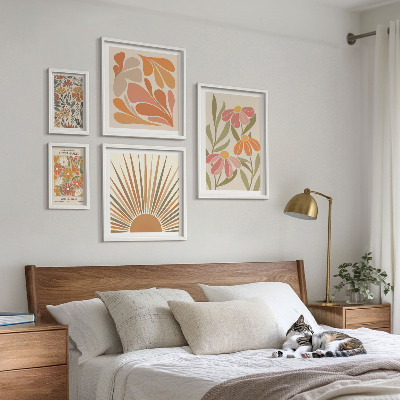 Sieninė paveikslų galerija Boho stiliaus geometrinės gėlės