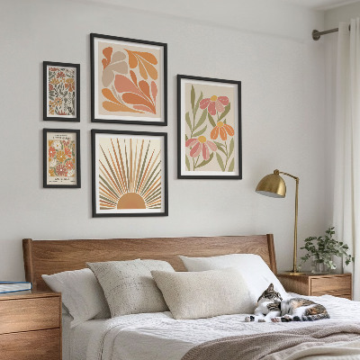 Sieninė paveikslų galerija Boho stiliaus geometrinės gėlės
