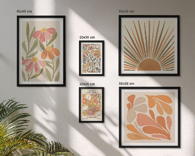 Sieninė paveikslų galerija Boho stiliaus geometrinės gėlės