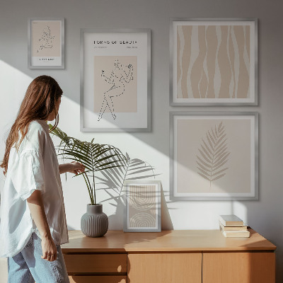 5 paveikslų rinkinys su rėmais Gražūs minimalistiniai motyvai