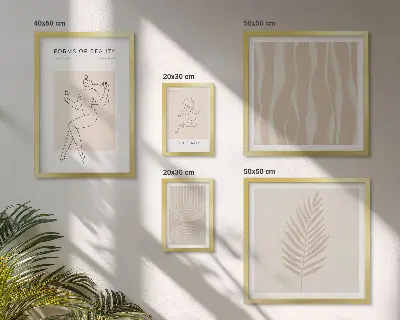 5 paveikslų rinkinys su rėmais minimalistiniai motyvai