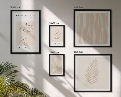 5 paveikslų rinkinys su rėmais minimalistiniai motyvai