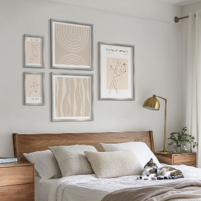 Paveikslų rinkinys miegamajam Minimalistinės grožio formos