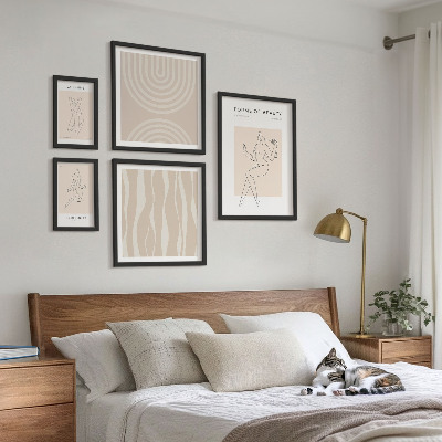 Paveikslų rinkinys miegamajam Minimalistinės grožio formos