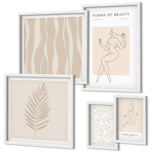 Sieninė paveikslų galerija Stilinga moterų ir augalų grafika