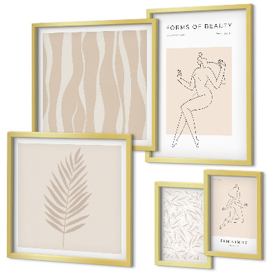Sieninė paveikslų galerija Stilinga moterų ir augalų grafika