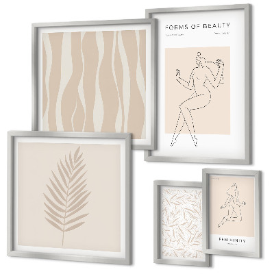 Sieninė paveikslų galerija Stilinga moterų ir augalų grafika