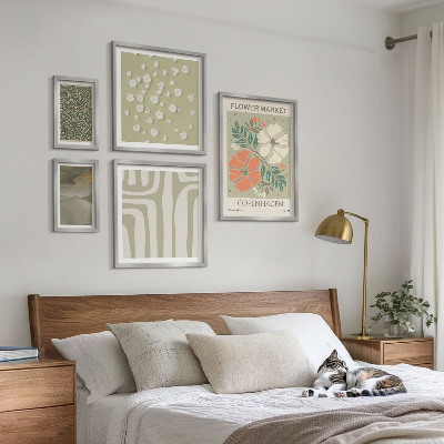 5 paveikslų rinkinys su rėmais Augalų motyvai boho raštai