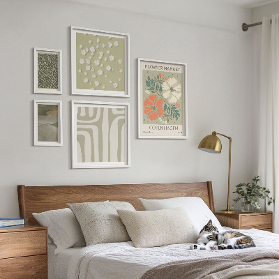 5 paveikslų rinkinys su rėmais Augalų motyvai boho raštai