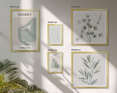 Paveikslų rinkinys miegamajam Stilinga augalų ir abstrakčių spalvų grafika