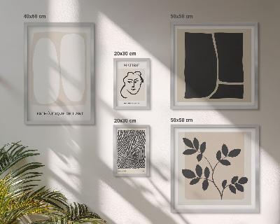 5 paveikslų rinkinys su rėmais Stilingos grafikos minimalizmo linijos