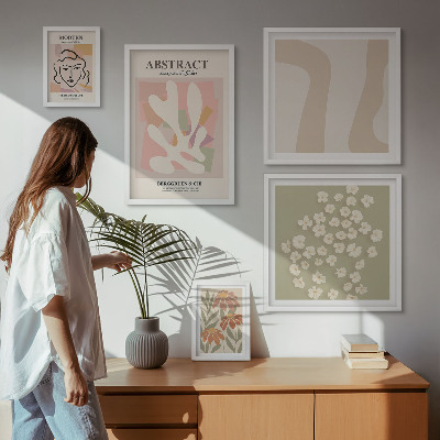 Sieninė paveikslų galerija Stilingas abstrakčių gėlių interjeras