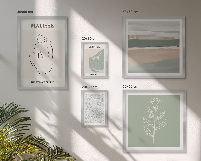 5 paveikslų rinkinys su rėmais Stilinga augalų grafika