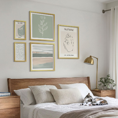 5 paveikslų rinkinys su rėmais Stilinga augalų grafika