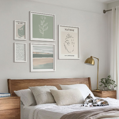 5 paveikslų rinkinys su rėmais Stilinga augalų grafika